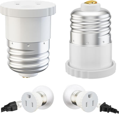 Pack 2 adaptador enchufe luz a enchufe salida blanco