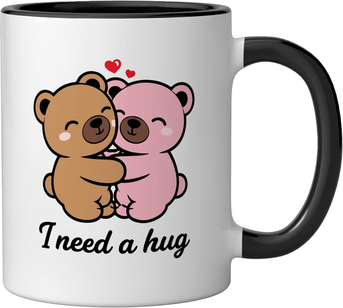 Taza Cerámica Oscura con Oso Abrazo