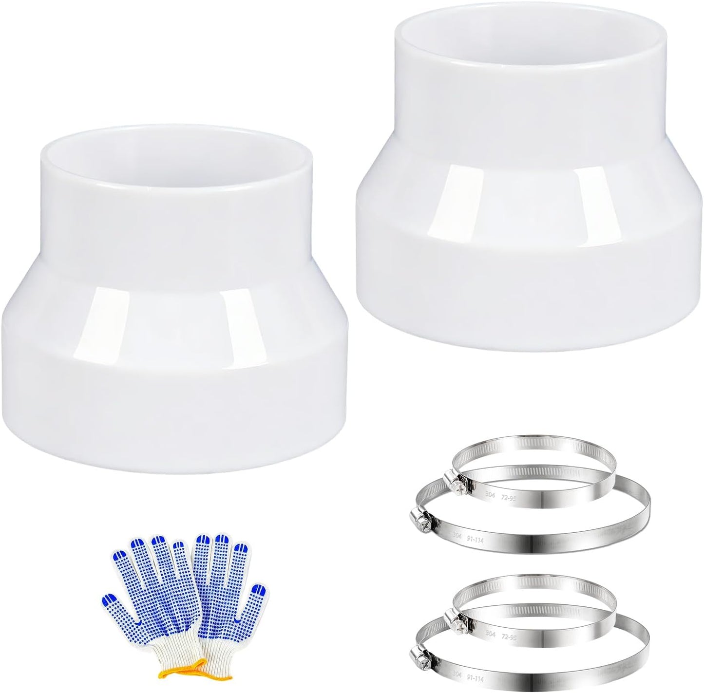 Set 2 Reductores Conducto 4 a 3 Pulg Acero Inox