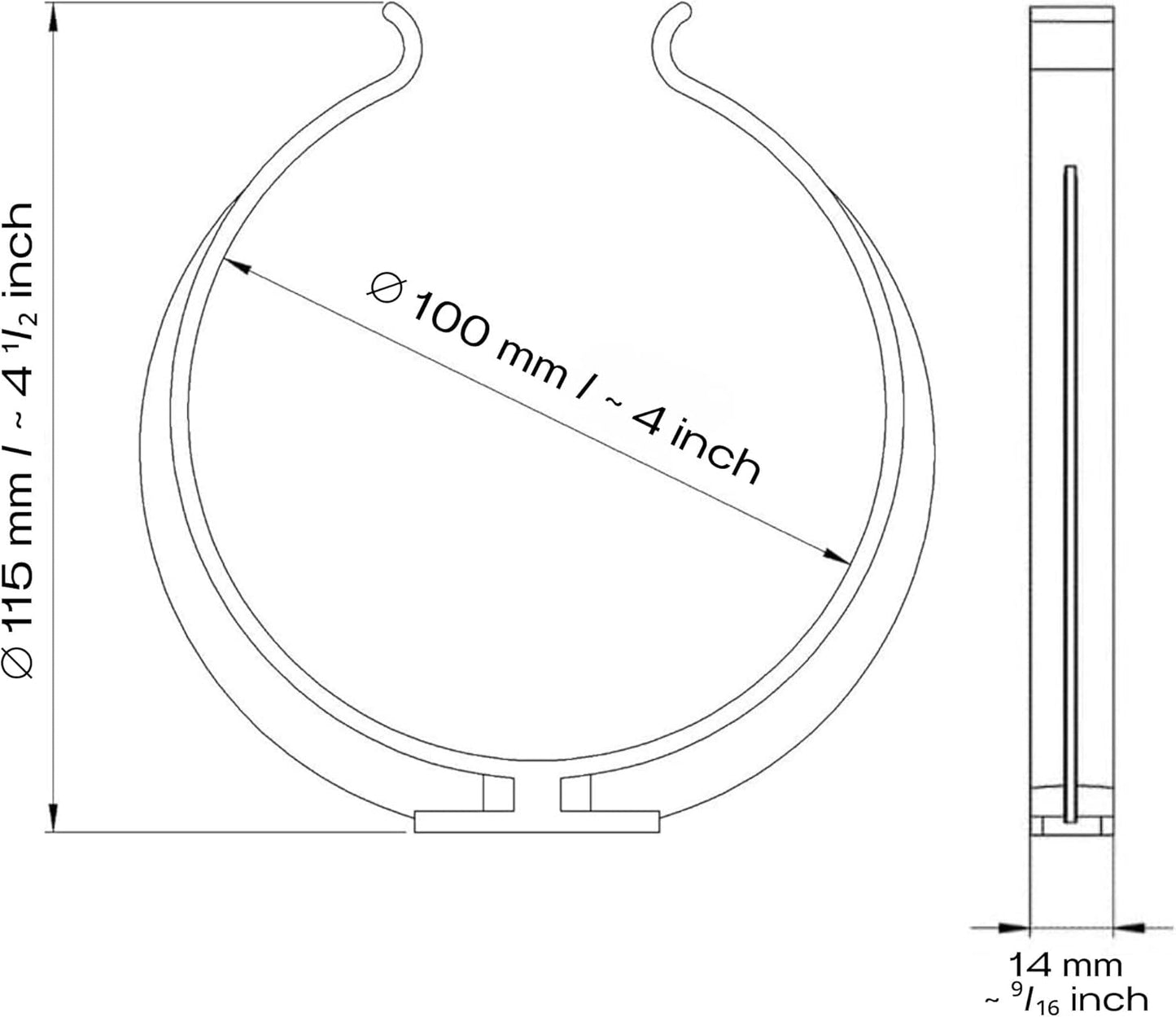 Soporte plástico para conducto aire 4pulg pared o techo