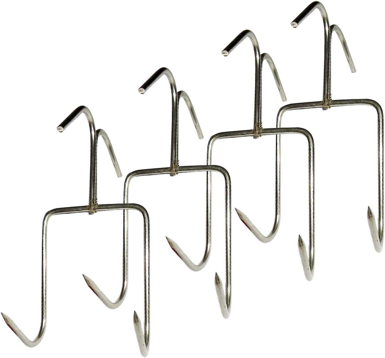 4 Ganchos Acero Inox para Ahumar Carne Patos Jamones