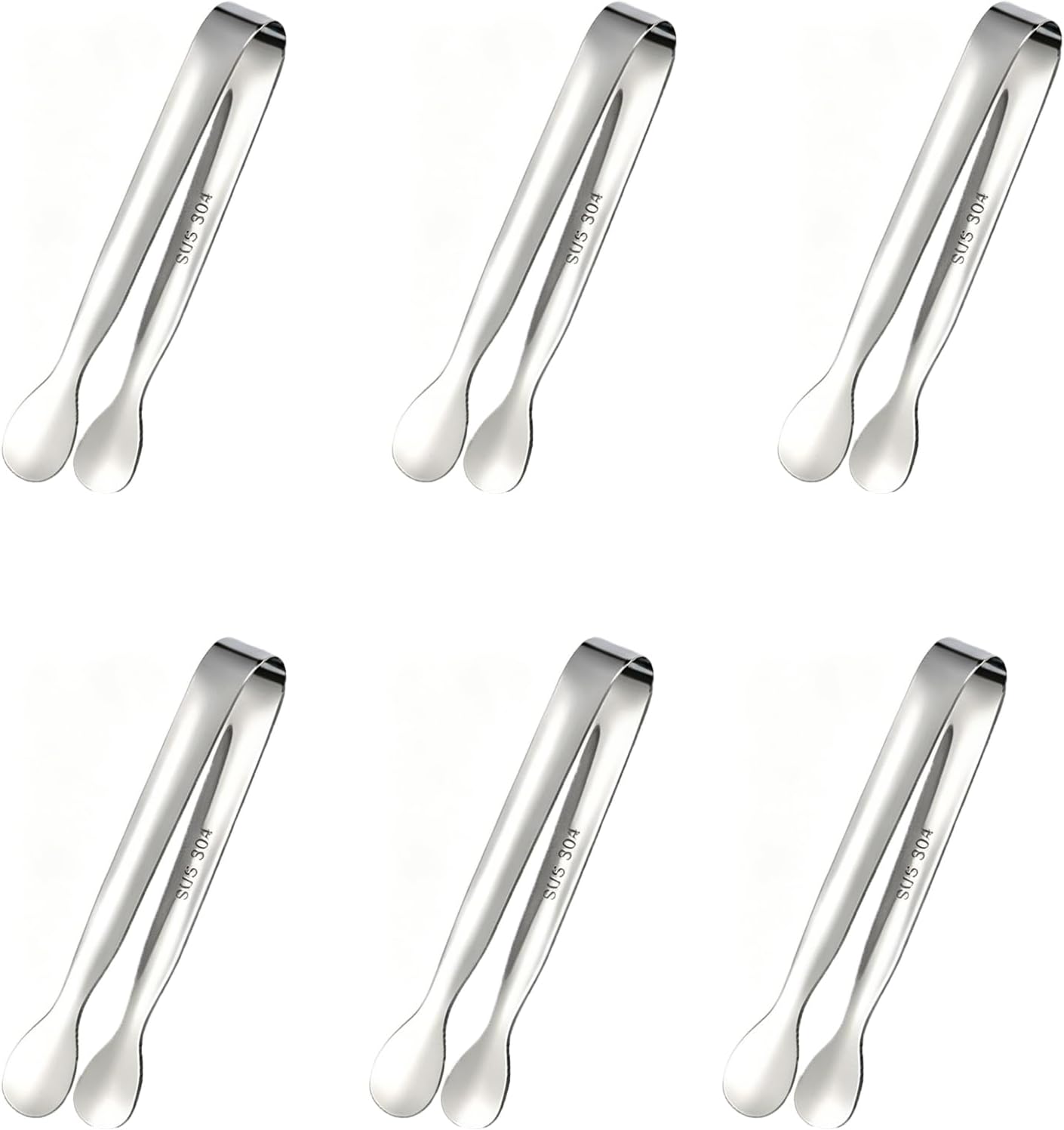 Pinzas pequeñas plateadas de acero inoxidable 304 para aperitivos y fiestas