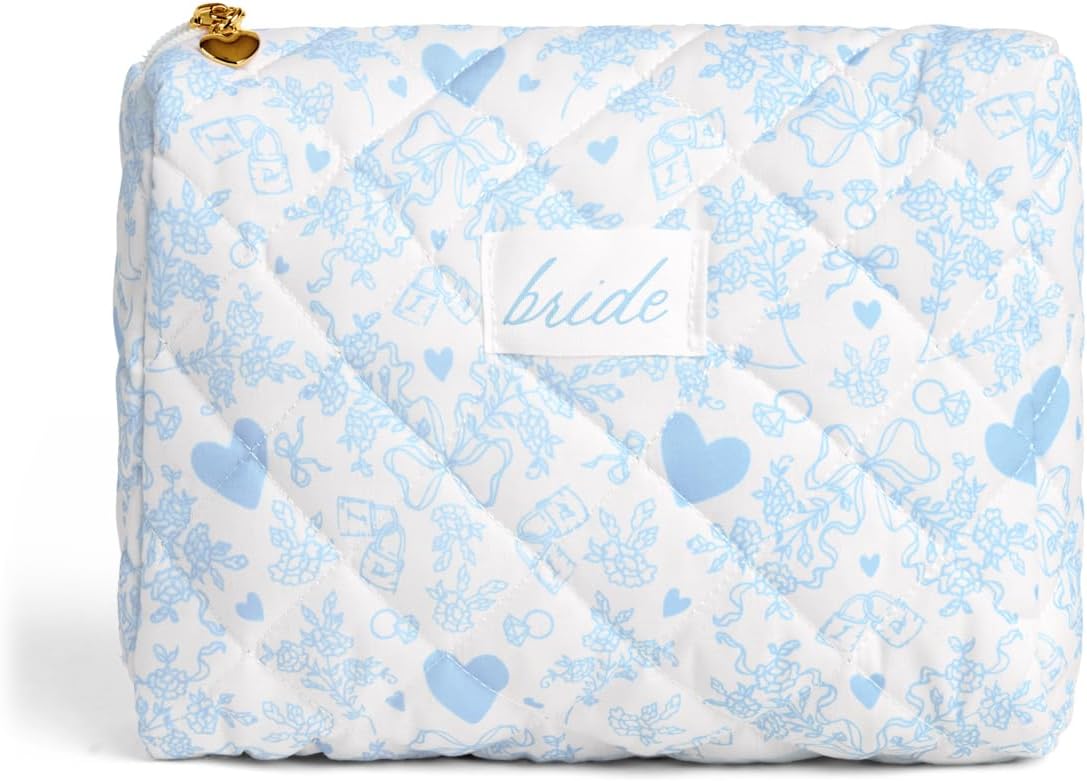 Bolsa cosméticos acolchada algo azul regalo despedida soltera