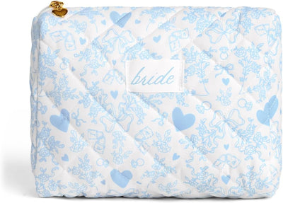 Bolsa cosméticos acolchada algo azul regalo despedida soltera