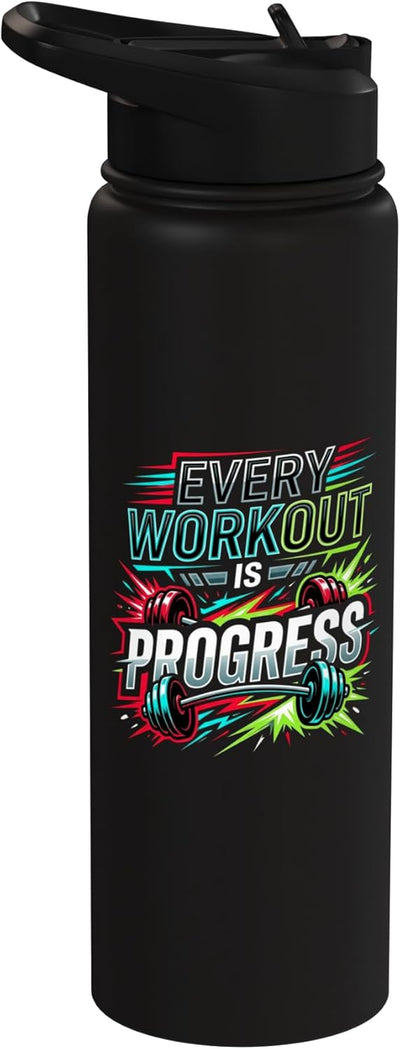 Bottella de agua aislada de acero inoxidable motivación fitness
