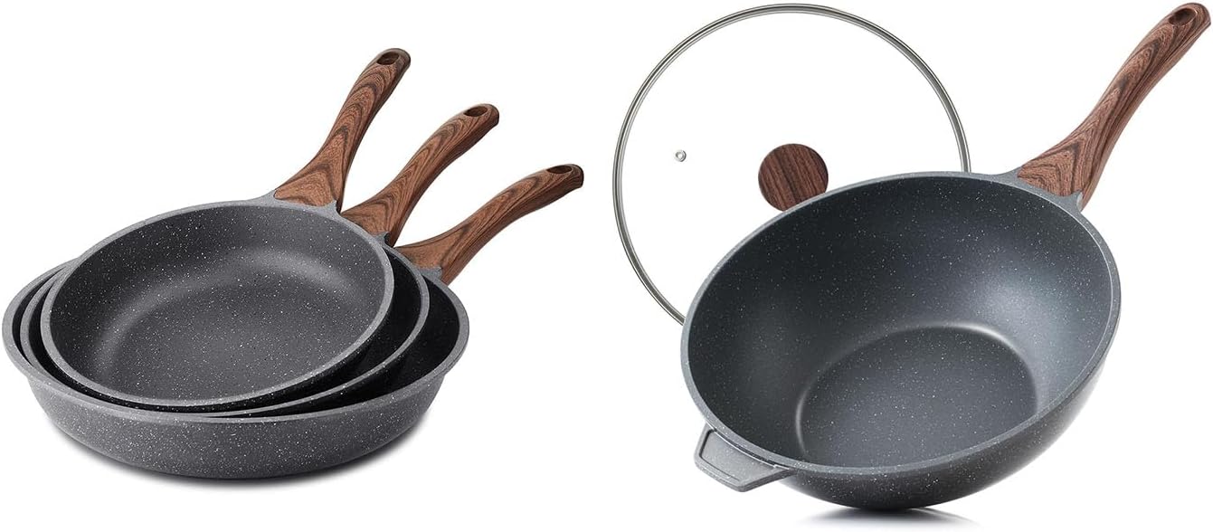 Sartén antiadherente para wok con tapa 4.5 cuartos de galón