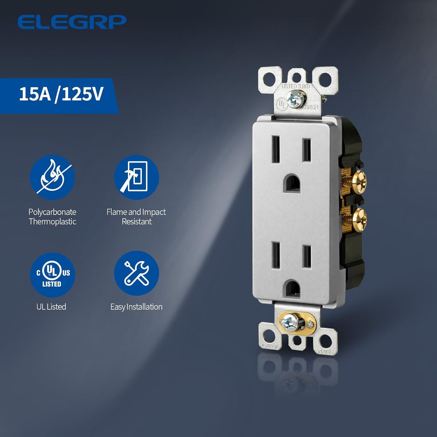 Enchufe pared gris mate NEMA 5-15R 15A 125V