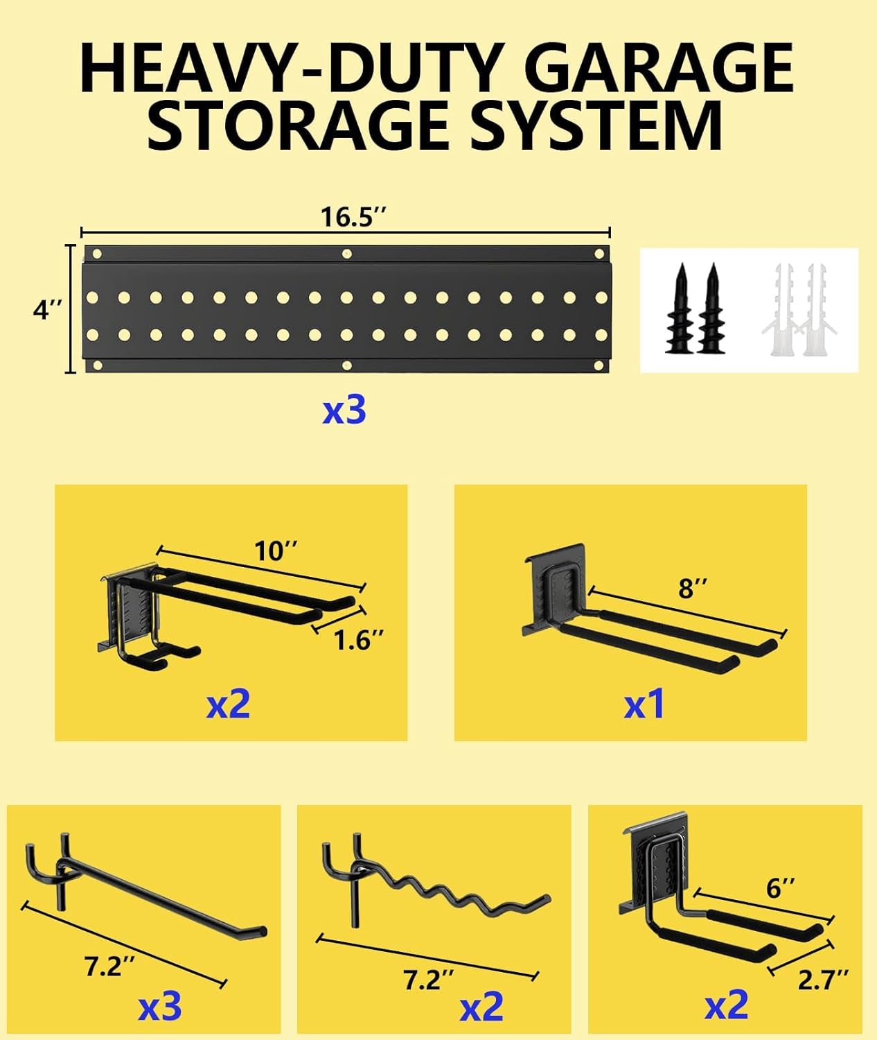 Estante herramientas pared pack 13uds 48pulg soporta 600lb