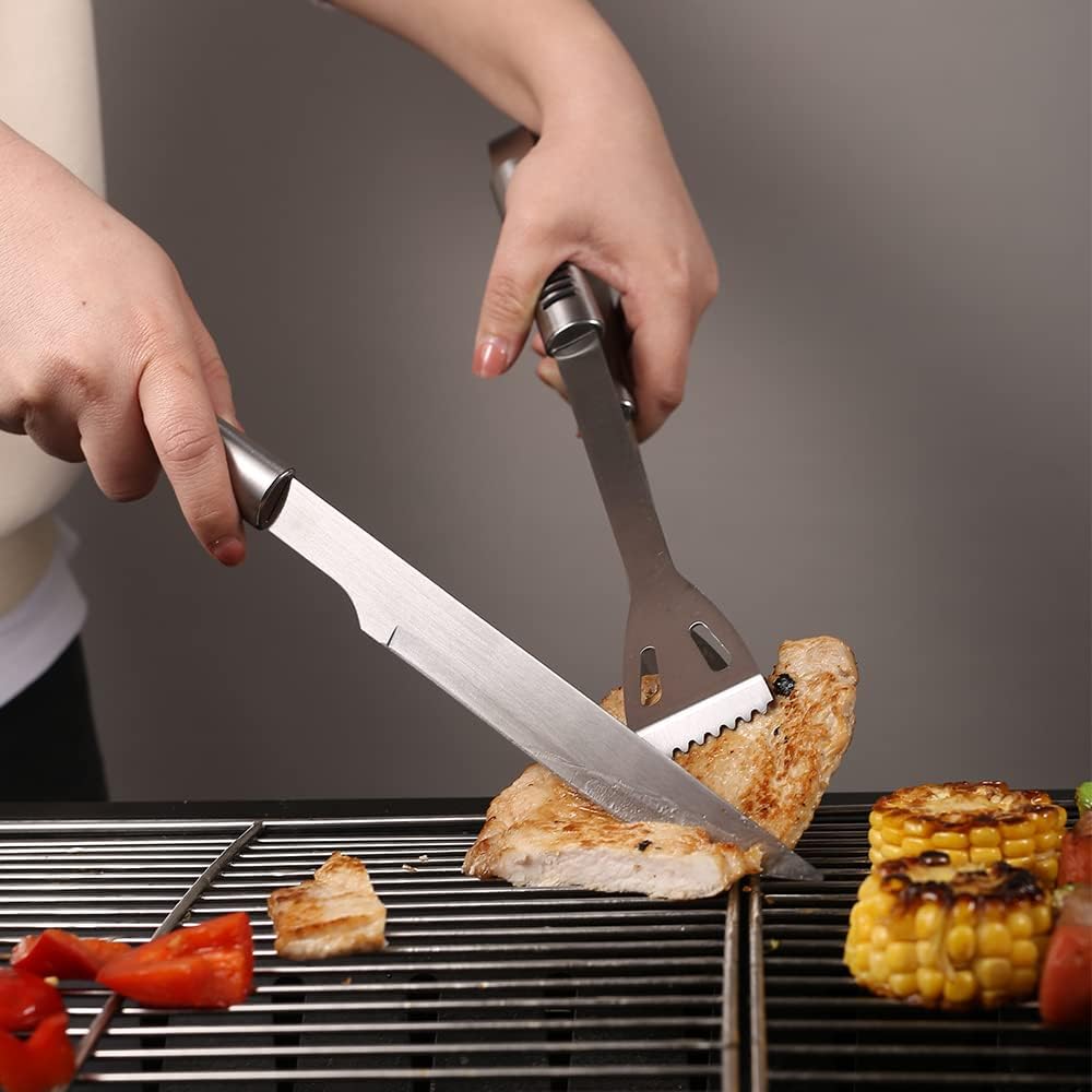 Juego 13 Pzas Herramientas Parrilla Acero Inox con Bolsa