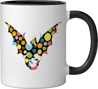 Taza cerámica para niños Dot Colorful Dragon negra/blanca