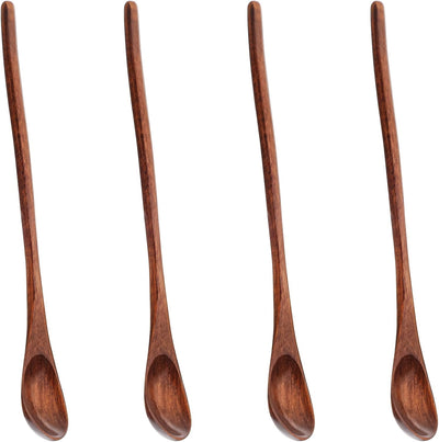 4 Cucharas Madera para Miel Té Café Juego Agitadores