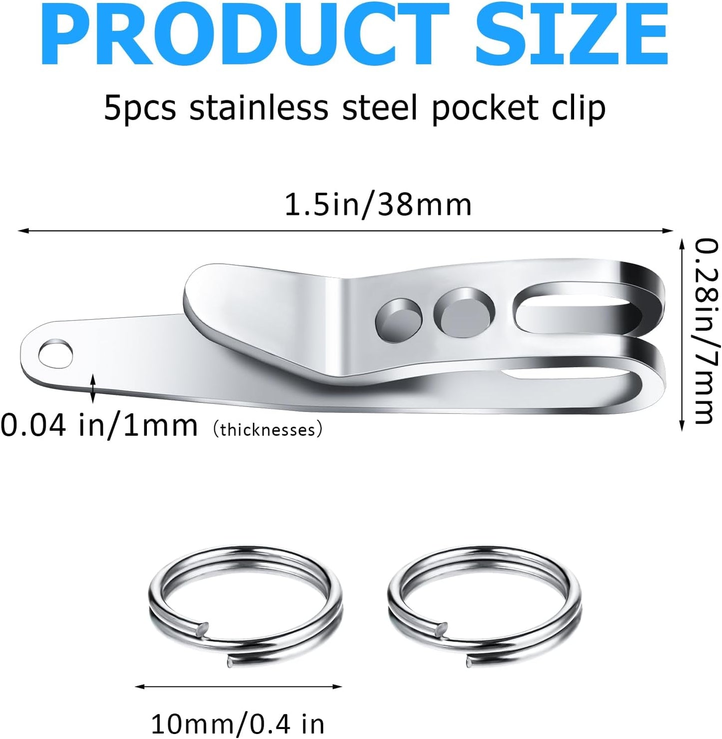 5 Pzas Clip bolsillo profundo aleación EDC cuchillos llaves