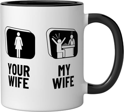 Taza Cerámica Juego Blackjack para Hombre Mujer Negro Blanco
