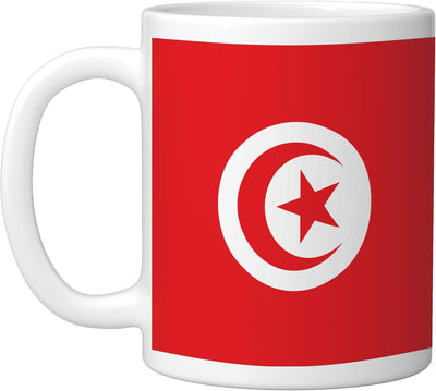 Taza de cerámica con bandera de Túnez blanca
