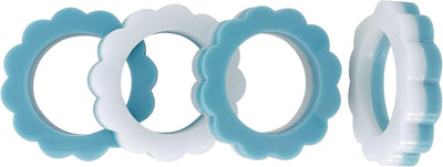 Anillo para servilletas teal y blanco de acrílico set de 4