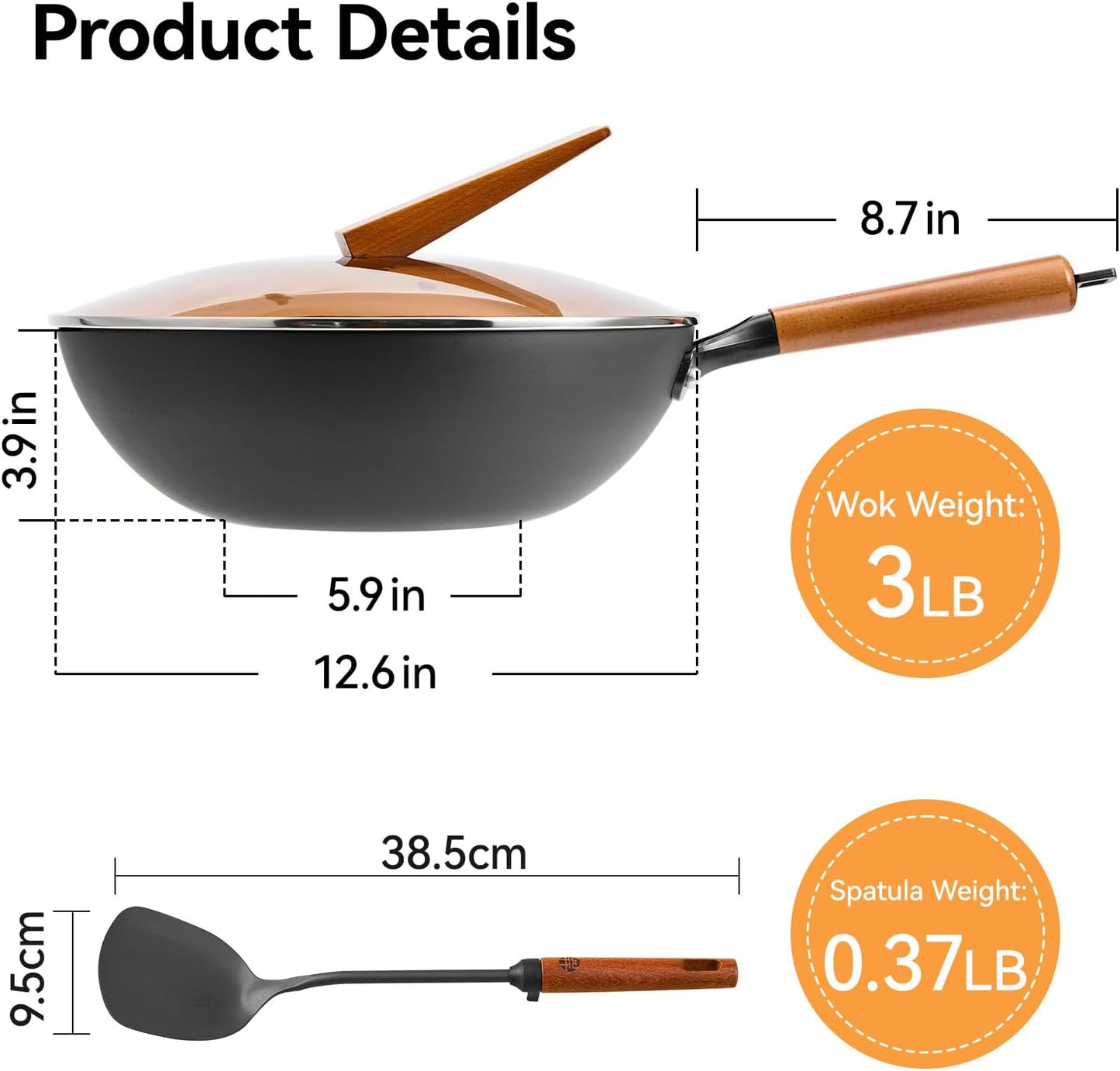 Pinzas silicona acero inox wok hierro forjado con tapa vidrio