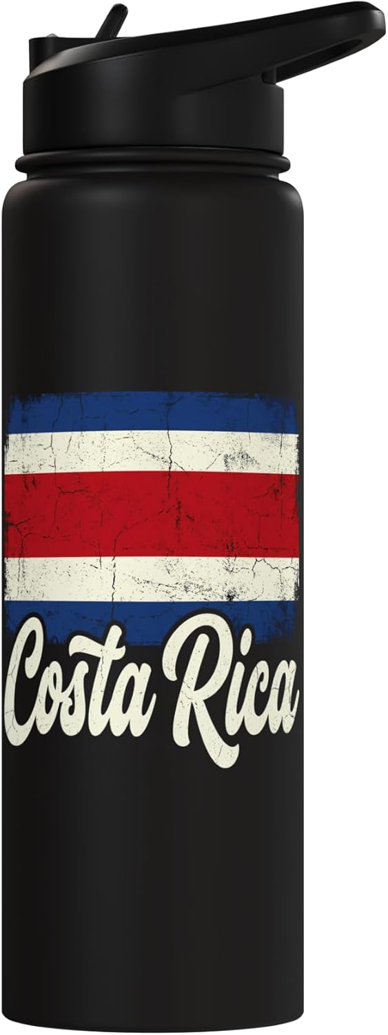 Bottella de agua aislada con bandera de Costa Rica