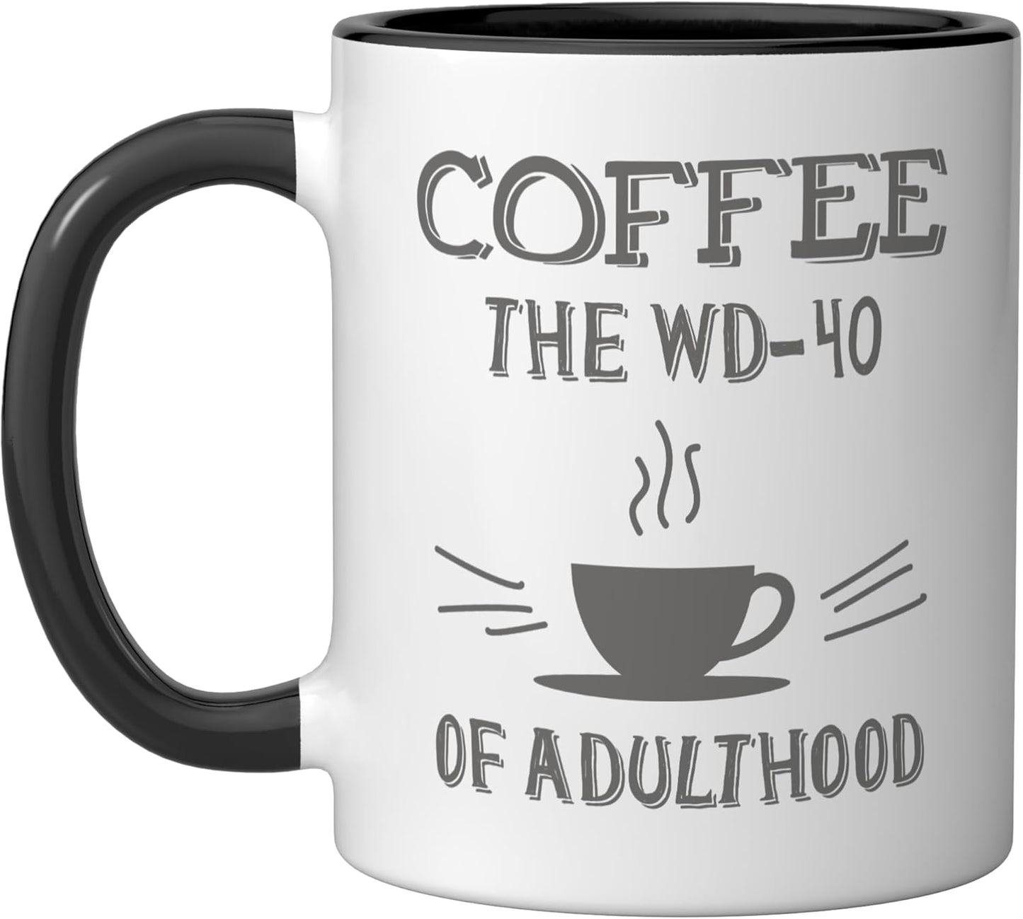 Taza Cerámica Frase Divertida para Amantes del Café Negro/Blanco