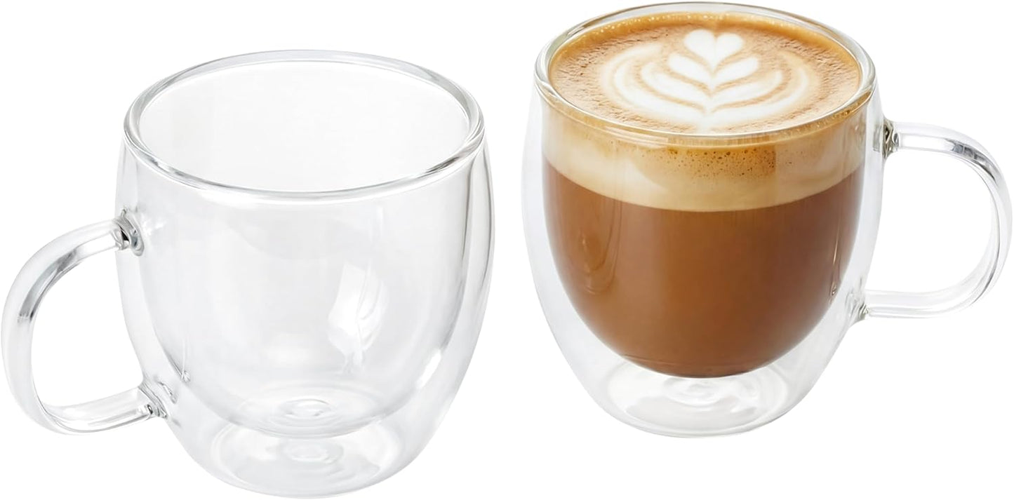 Juego 2 Tazas Expreso Aislamiento Doble 6.7oz Vidrio Transparente