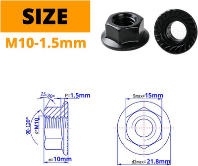 Tuercas hex M10 antiaflojamiento acero carbón 20 pzas