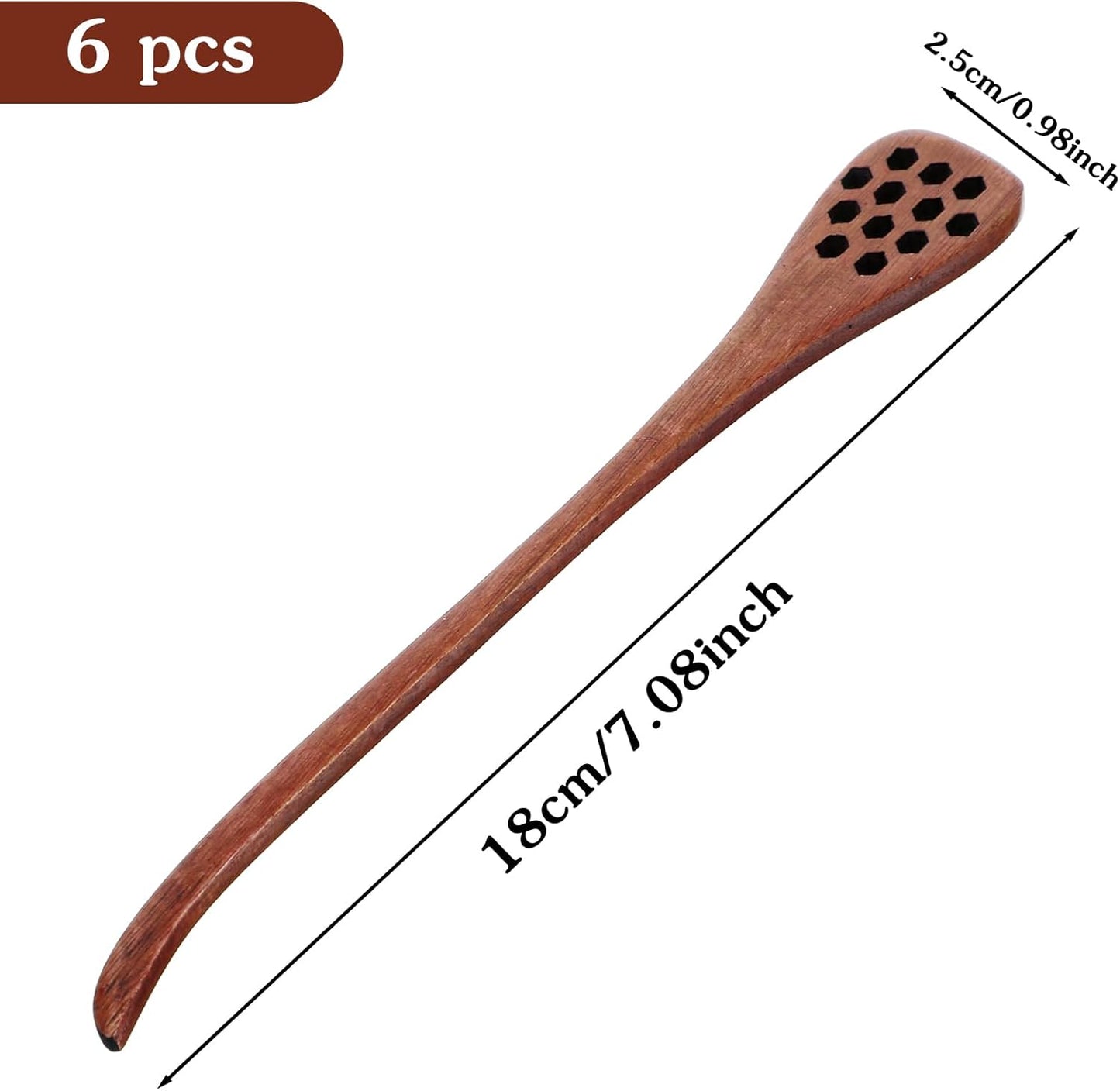 6 cucharas de madera con agitador de 7 pulgadas para mezclar té y café