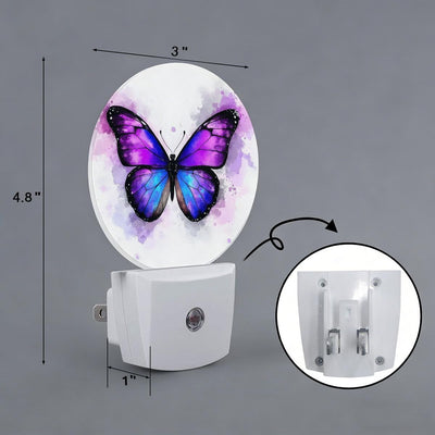 Luz Nocturna Mariposa Púrpura Enchufable Redonda