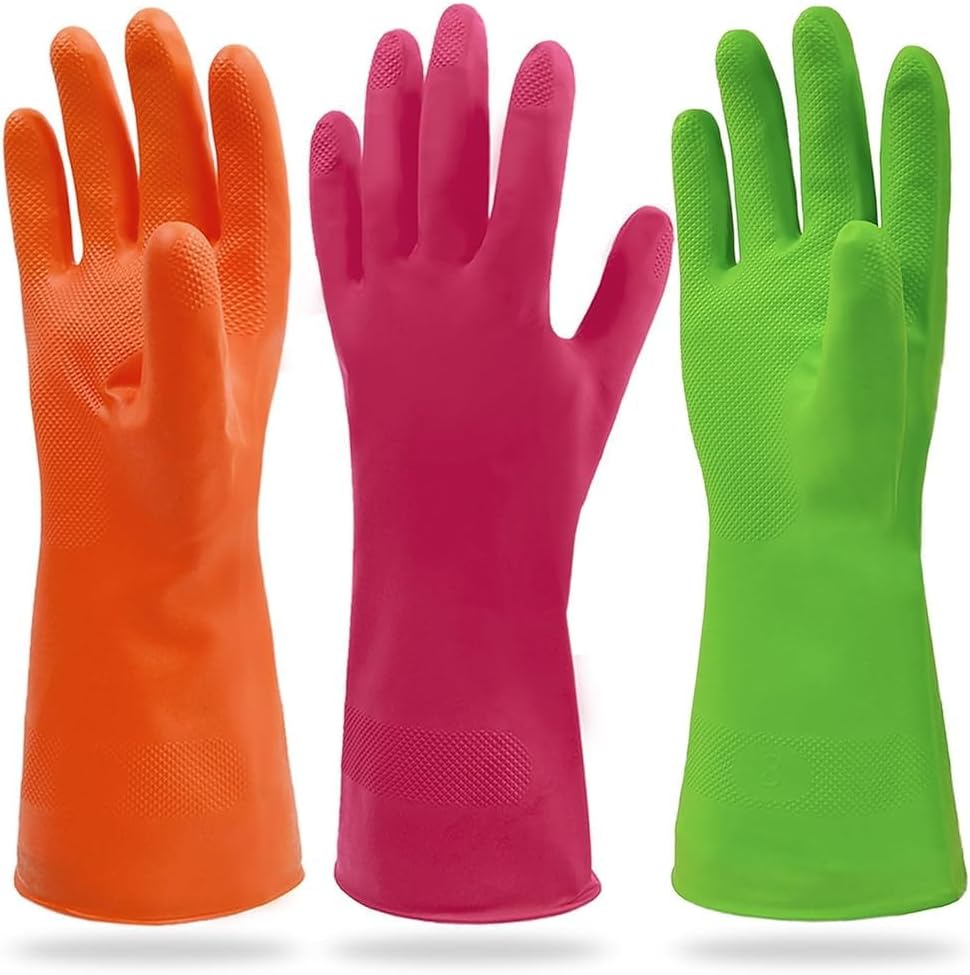 Set 3 Guantes de Goma para Lavar Platos