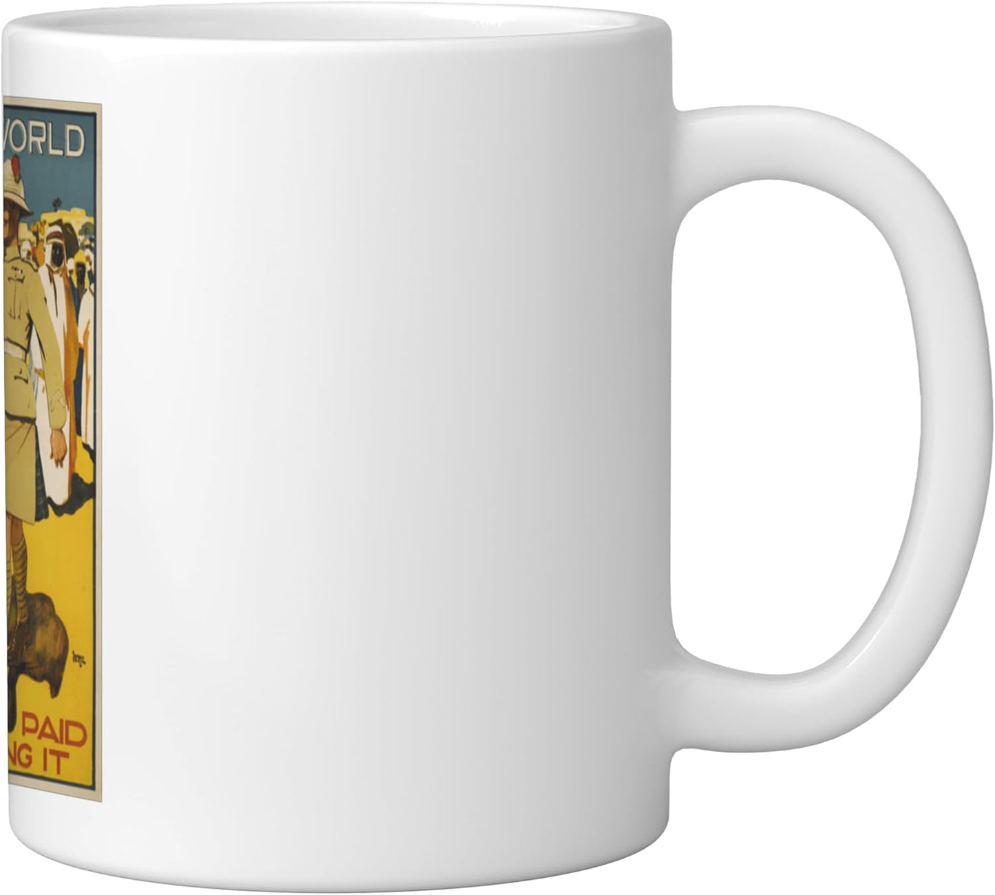 Taza cerámica blanca con póster del ejército británico