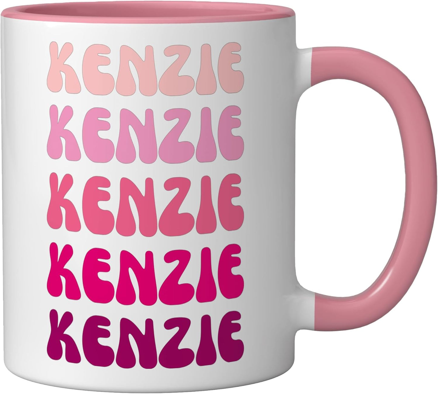 Taza cerámica Kenzie First Name estilo minimalista rosa/blanca