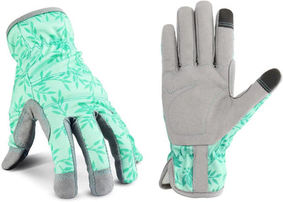 Guantes cuero jardinería mujer flexibles transpirables XS verde