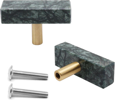Set 2 Pomos Gabinete En T Mármol Manijas Cajón 2pulg