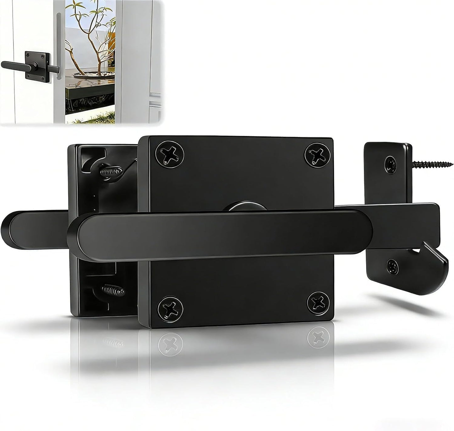 Pestillo puerta acabado mate aluminio doble cara exterior negro