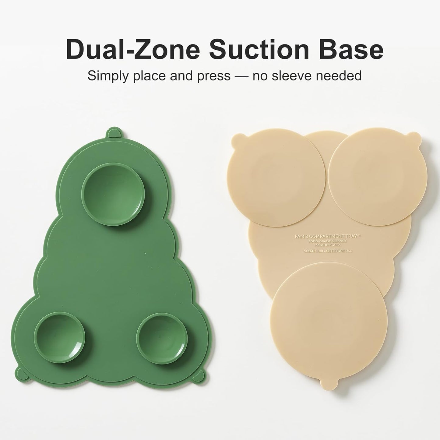 Juego de platos divididos de acero inoxidable para niños con bases de doble succi