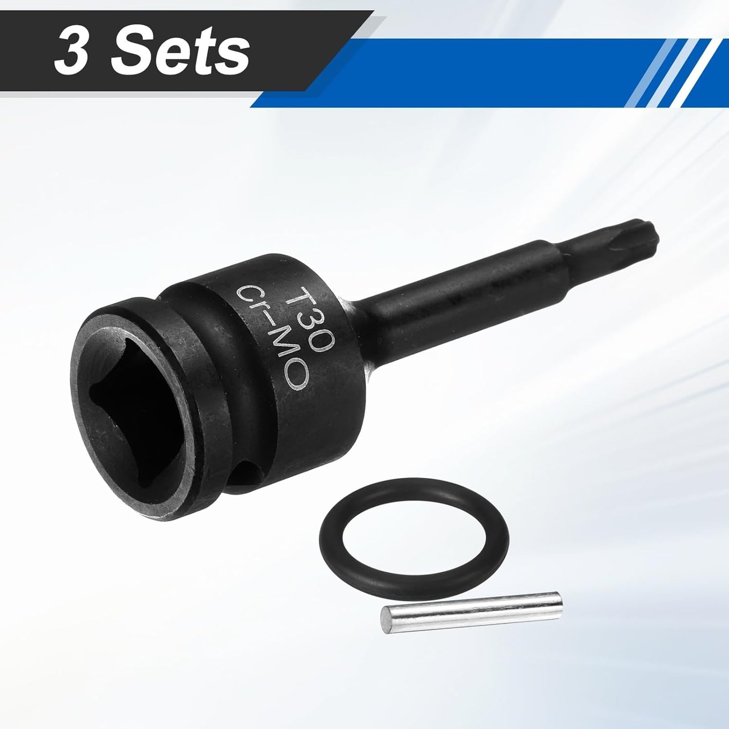 3 Pzas T30 Torx Socket Acero CR-MO con Pasador Taladro