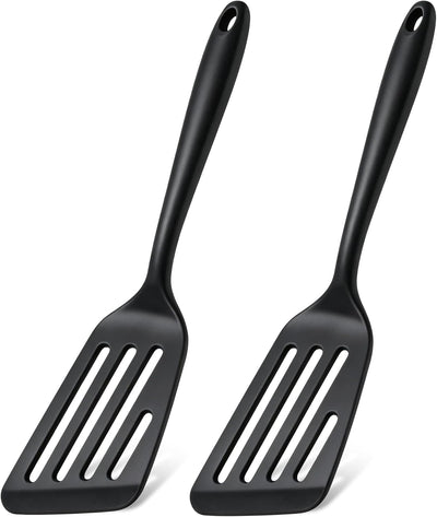 Juego de 2 espátulas de silicona para pescado, ranuradas antiadherentes