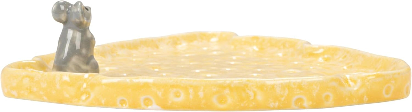 Platos de gres en forma de queso con ratón amarillo
