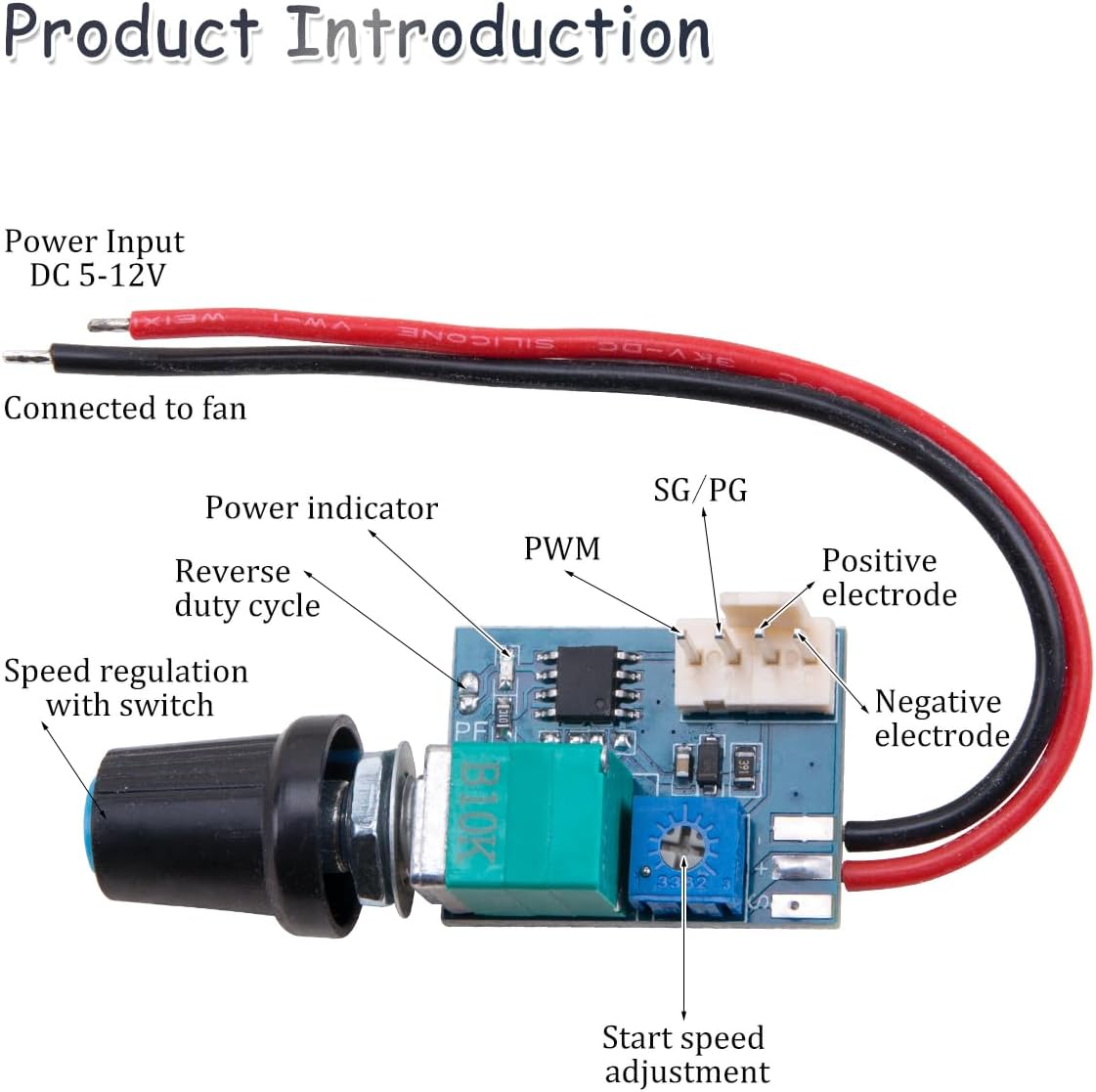 Controlador PWM ventilador 12V con interruptor perilla 0-97%
