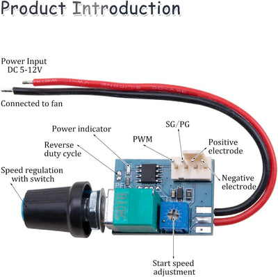 Controlador PWM ventilador 12V con interruptor perilla 0-97%