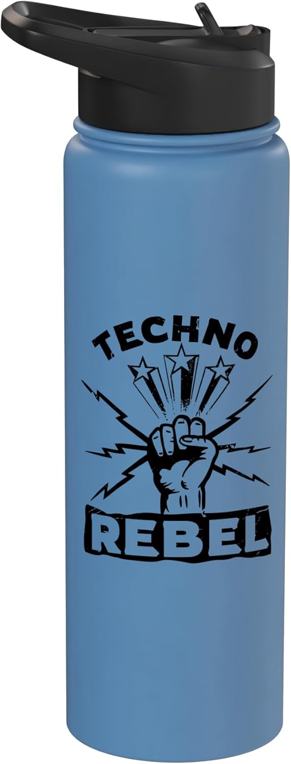 Botella de agua aislada de acero inoxidable para músico techno