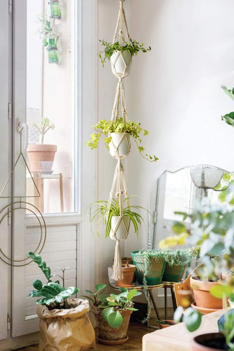 Soporte plantas colgante macramé 3 niveles 70pulg