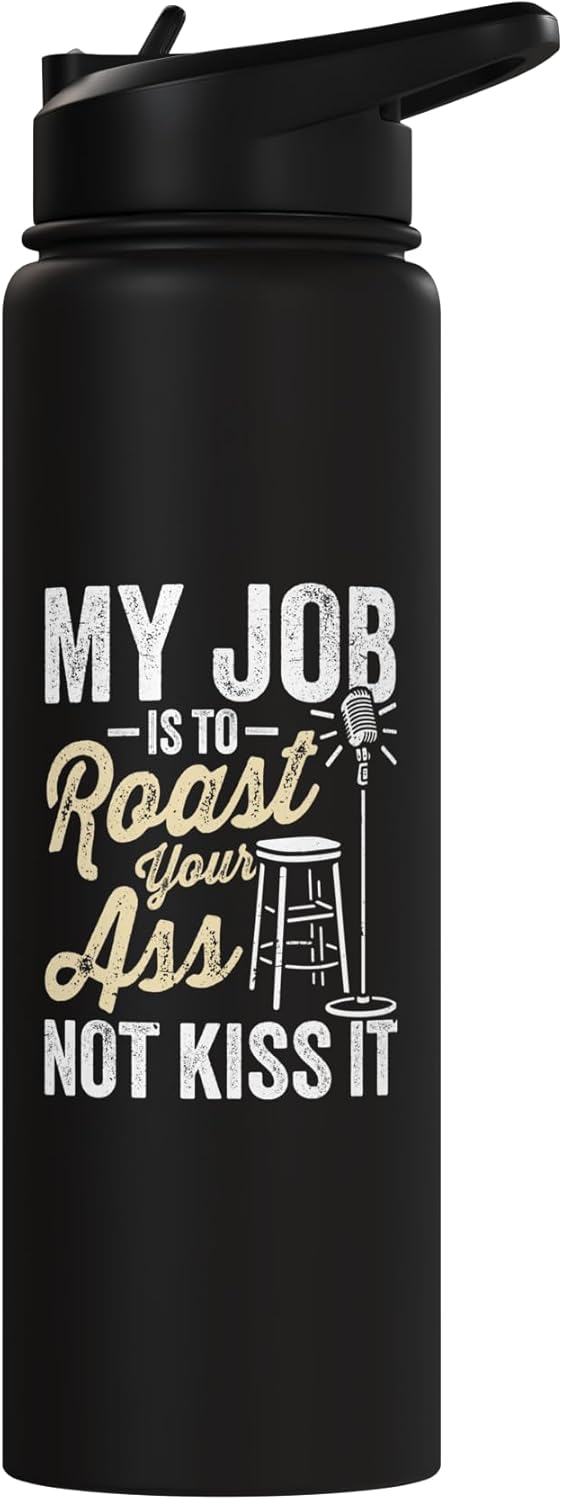 Botella de agua acero inoxidable aislada para stand up comedy