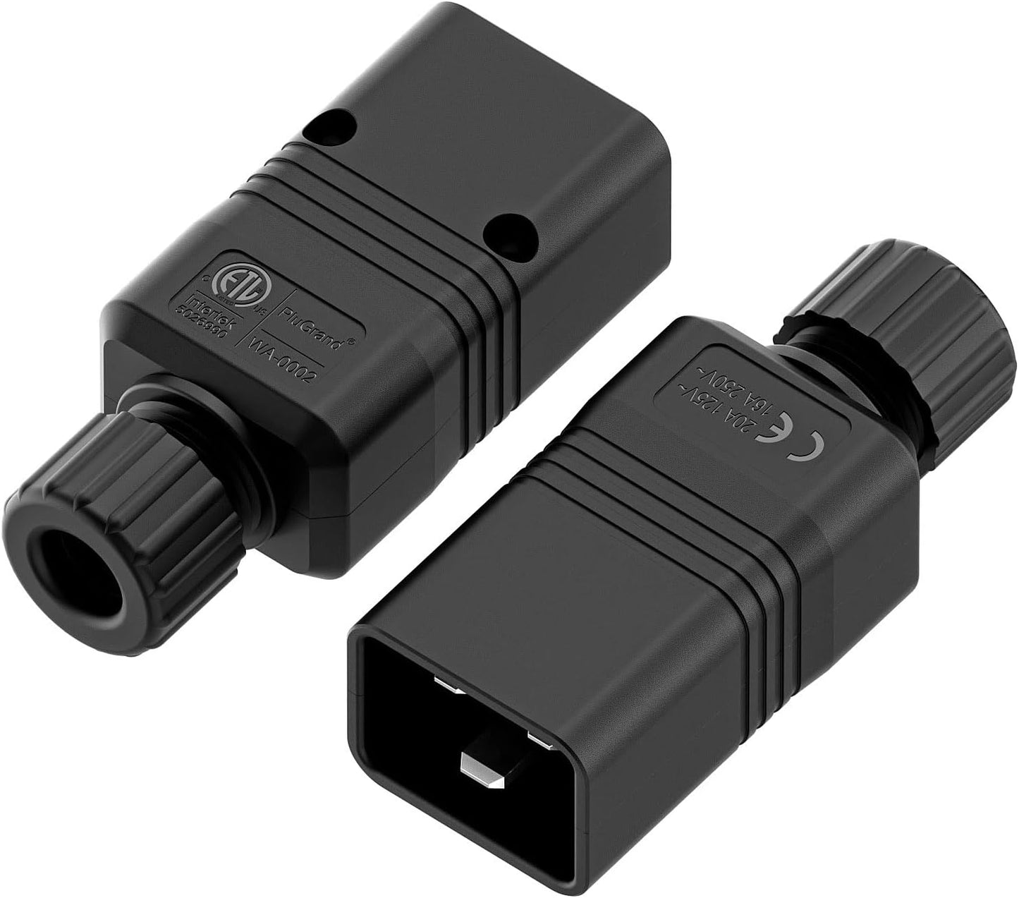 Pack 2 enchufes IEC C20 negro
