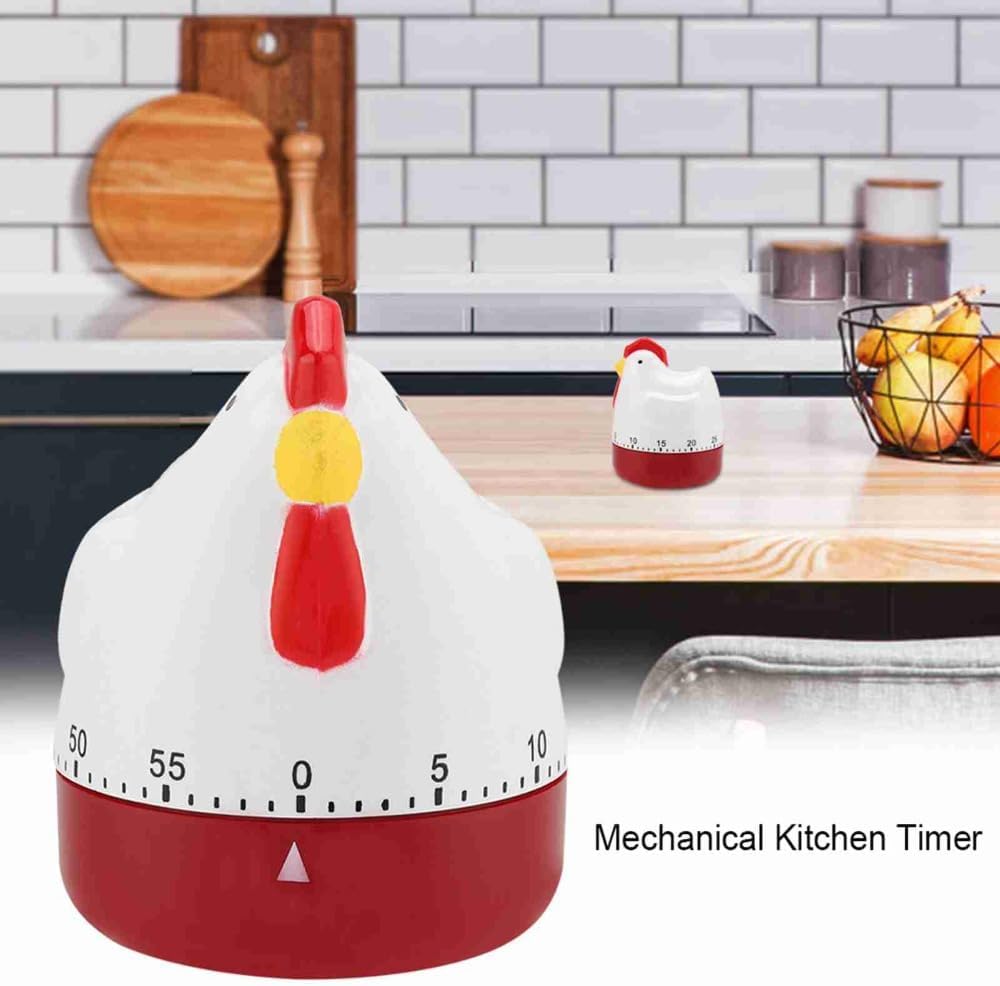Temporizador mecánico de cocina de 60 minutos con alarma fuerte y diseño de pollo