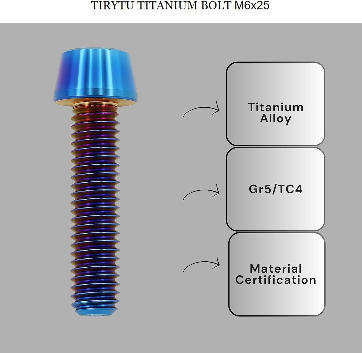 Tornillos titanio M8x25mm hex cónico azul resistencia corrosión