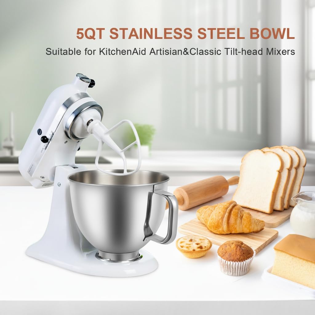 Tazón mezclador acero inox comp KitchenAid 5qt duradero