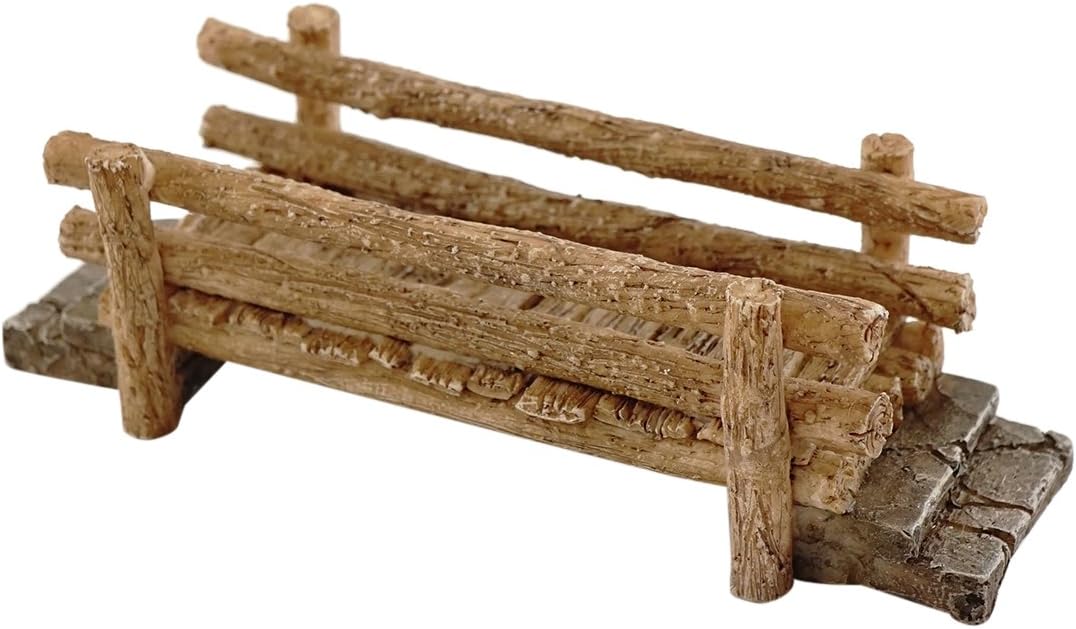 Figura puente madera miniatura jardín hadas