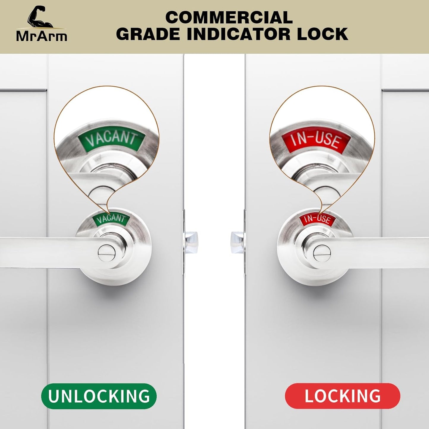 Indicador privacidad baño para puertas 1-1/4 a 2-1/5 pulg