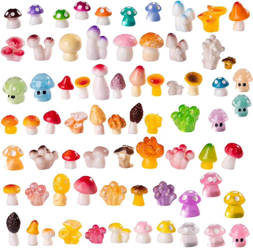 72 Mini Setas Resina para Decoración Hogar y Acuario