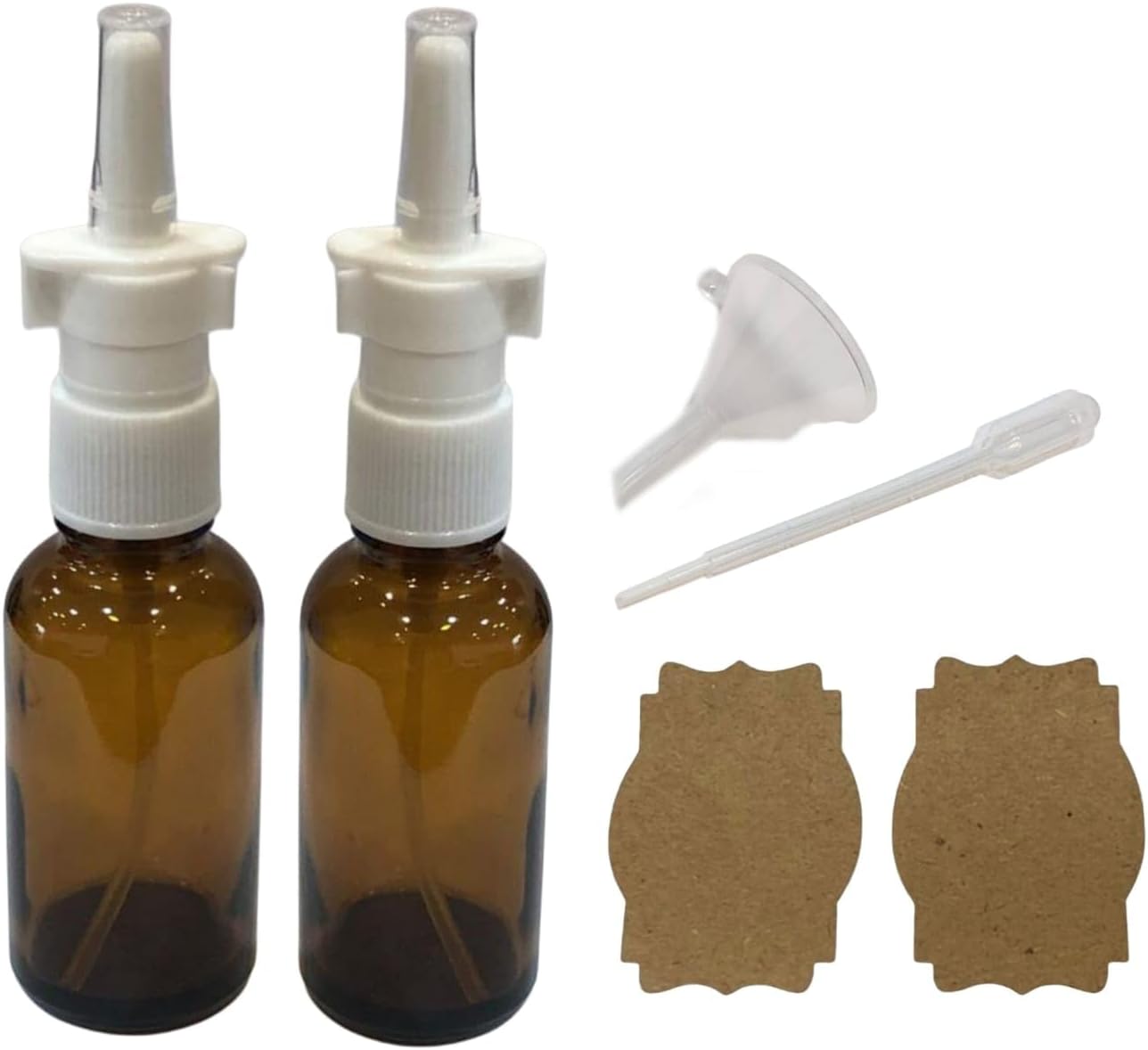 Botella spray nasal vidrio ámbar 1oz vacía recargable