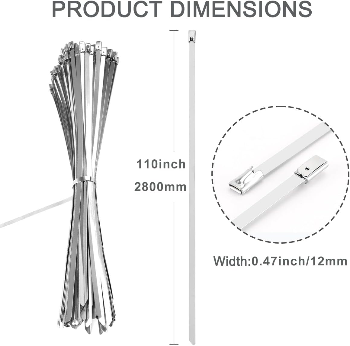 Bridas metal acero inox 110pulg soportan 337lb